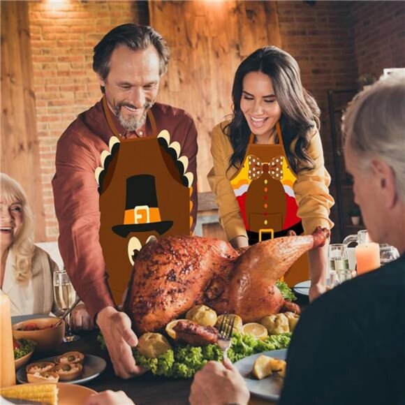 Happy Thanksgiving‎ Aprons with Pockets, Waterproof Fall Kids' Turkey Aprons for - Picture 7 of 8